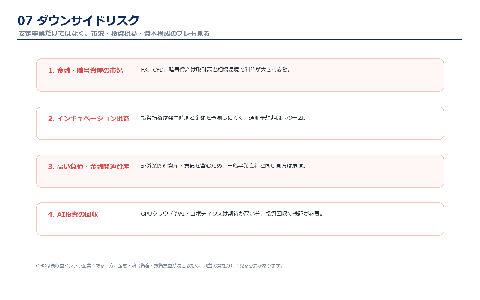 GMOインターネットグループのダウンサイドリスク