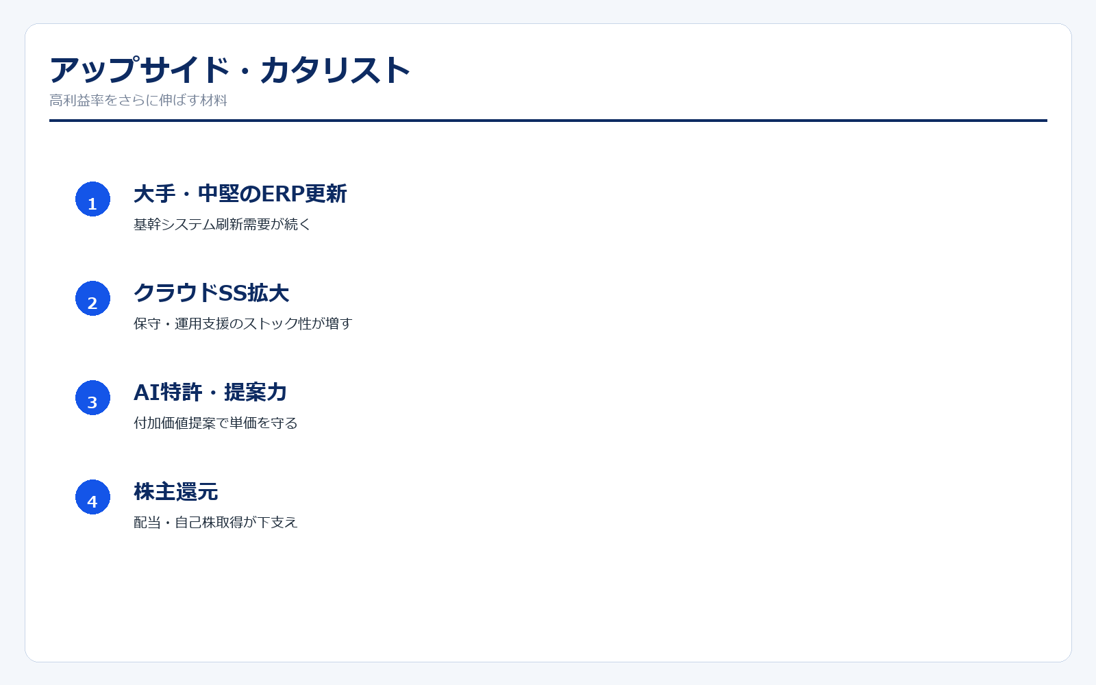 オービックのアップサイド・カタリスト