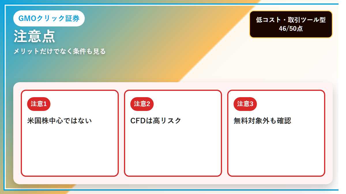 GMOクリック証券の注意点をわかりやすくまとめた図解